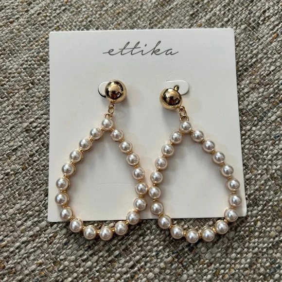 New Ettika Faux Pearl Teardrop Earring - Picture 1 of 2